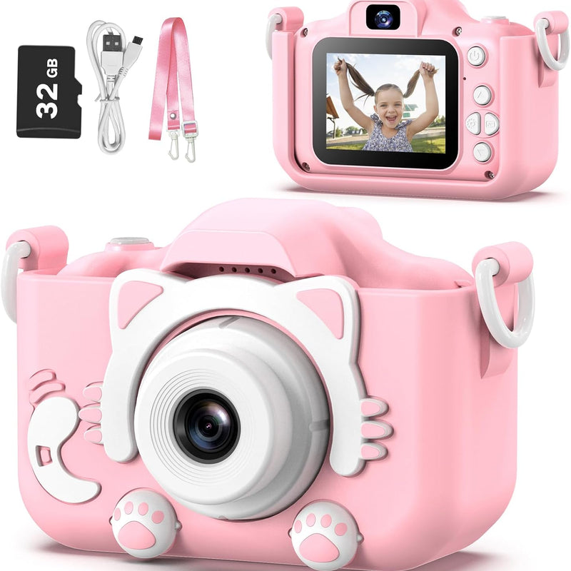 Goopow Kids Digital Camera: 1080P Video, 8X Zoom, Selfie Mode, 32GB SD Card