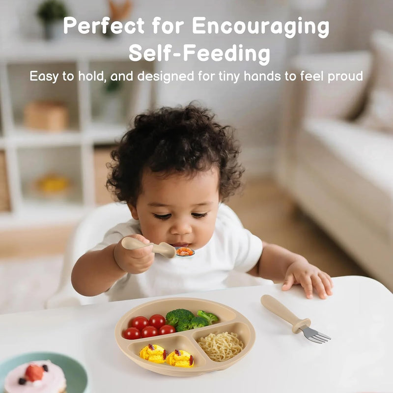 Eascrozn Toddler Utensils, 6 Pack Children Safe Forks and Spoons Set | kids Silverware Set with Silicone Handle, 18/8 Stainless Steel, BPA Free, Dishwasher Safe