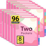 Taja 16 Count Dividers for 3 Ring Binder with Two Pockets, 8 Tabs Set, Plastic Binder Index Dividers, Perfect for Office & School Organization Supplies, Bright Colors, 2 Set
