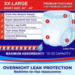 LivDry 2XL Overnight Adult Diapers for Women and Men, XXL Incontinence Underwear, 60”-80" Waist, Disposable Pull-On Briefs, XX-Large, 12 Pack