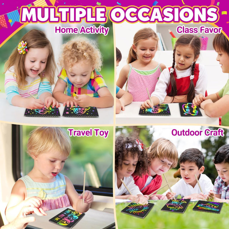 24-pack scratch rainbow art crafts notebooks for kids bulk birthday gift classroom prizes