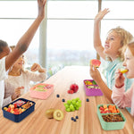 Caperci Classic Bento Box Adult Lunch Box for Older Kids - Leakpoof 47 oz 3-Compartment Containers for Adults and Teens, Built-in Utensil Set, Ideal for On-the-Go Balanced Eating, Navy Blue