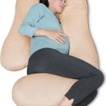 MOON PARK Pregnancy Pillows for Sleeping - U Shaped Full Body Maternity Pillow with Removable Cover - Support for Back, Legs, Belly, Hips - 57 Inch - Grey - Cooling Cover