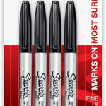 Sharpie Twin Tip Permanent Markers, Fine and Ultra Fine, Black, 4 Count
