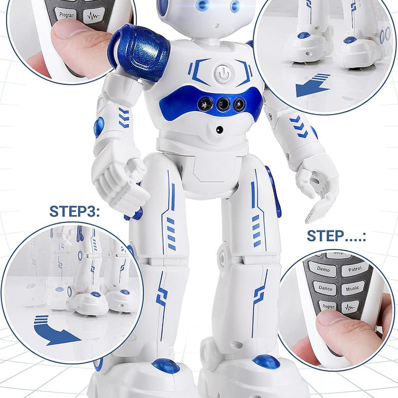 KingsDragon RC Robot, Programmable Remote Control Smart Robot for Kids, Ages 3-8, Gesture Control, LED Lights
