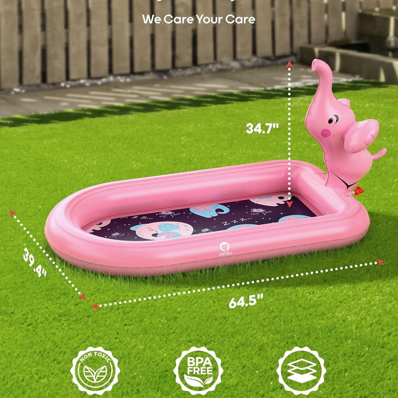 QPAU Elephant Splash Pad for Toddlers 1-3, Inflatable Sprinkler Pool for Outdoor Play