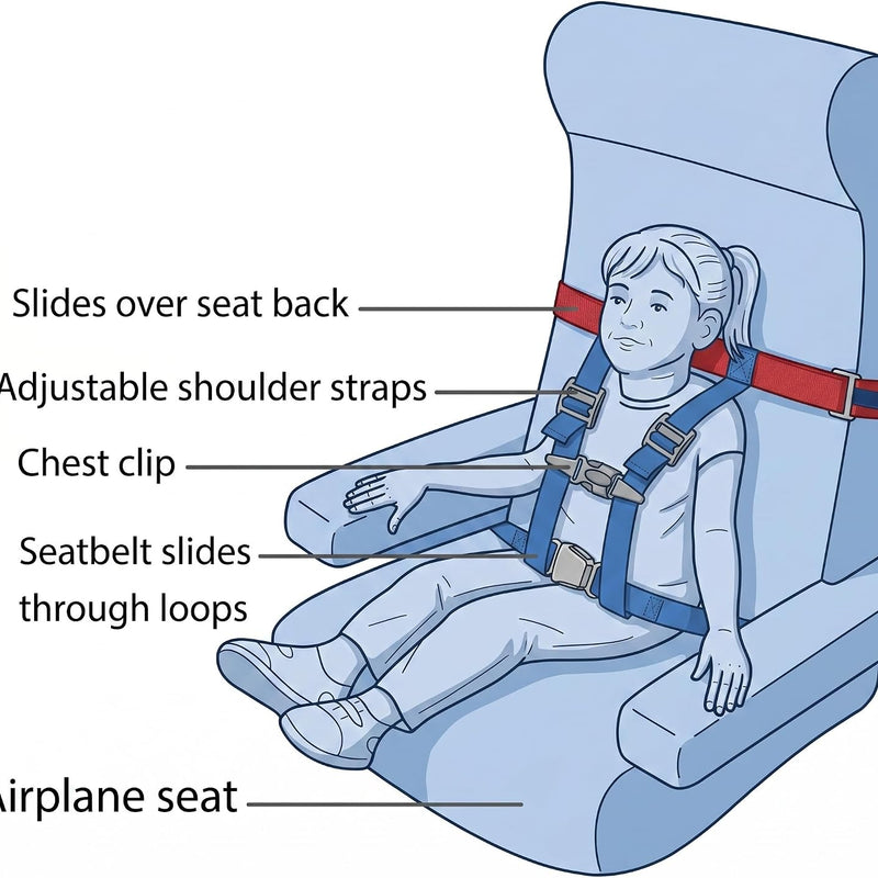 Child Airplane Safety Harness - The Safety Restraint System Will Protect Your Child from Danger. - Airplane Kid Travel Accessory for Aviation Use