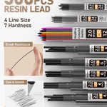 Nicpro 35PCS Art Mechanical Pencil Set, 3 PCS Metal Drafting Pencil 0.5 mm & 0.7 mm & 0.9 mm & 3 PCS 2mm Lead Holder (6B 4B 2B HB 2H 4H Colors) For Sketching Drawing With 20 Tube Lead Refills Case