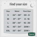 Depend Night Defense Adult Diapers, Incontinence & Postpartum Bladder Leak Underwear for Women, Disposable, Overnight, Large, Blush, 22 Count, Packaging May Vary