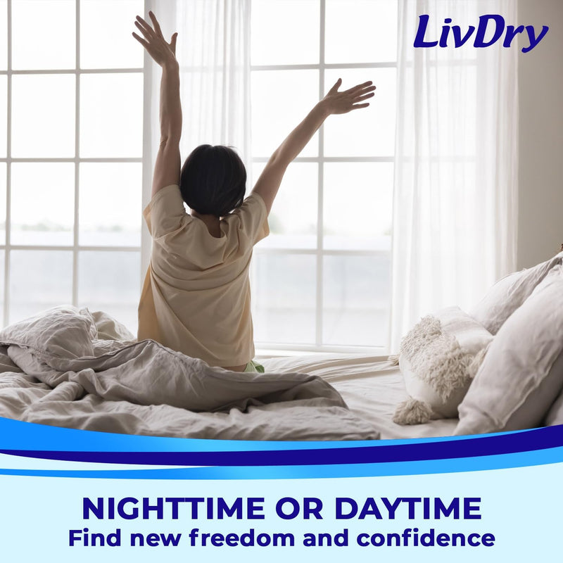 LivDry 2XL Overnight Adult Diapers for Women and Men, XXL Incontinence Underwear, 60”-80" Waist, Disposable Pull-On Briefs, XX-Large, 12 Pack