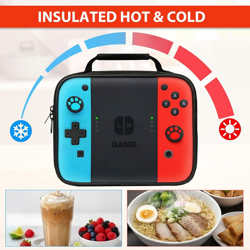 Insulated Lunch Box for Boys Girls, Game Lunch Bag for School Work Office Travel Picnic Hiking Beach, Waterproof Leakproof Portable Fits Most Bento Boxes