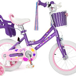 XJD Girls 12-16 Inch Kids Bike with Training Wheels, Streamers, and Adjustable Seat