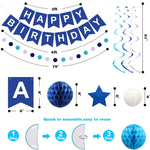 Vibrant Birthday Decorations: Happy Birthday Banner, Honeycomb Balls, Hanging Swirls, Garland for Men, Women, Boys, Girls
