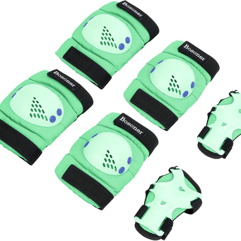 BOSONER Kids/Youth Knee Pads Elbow Pads Wrist Guards Set - Protective Gear for Roller Skates, Cycling, and Scooter Riding
