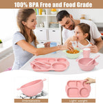 24 PCS Wheat Straw Dinnerware Set for Kids Toddler Plate Bowl Cup Sets Unbreakable BPA-Free Tableware Set with Divided Plate Microwave Dishwasher Safe Perfect for Home School Picnics