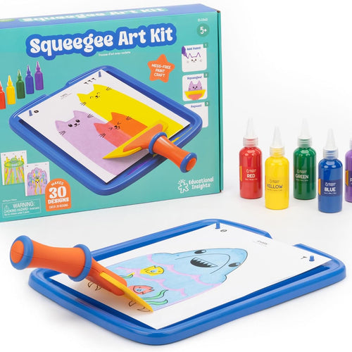 Educational Insights Squeegee Art Kit - DIY Crafts for Kids Ages 4-8, Squeegee Painting Kit for Kids, Arts and Crafts Projects, Mess Free Art Activities, Fun Craft Kits, Paint Supplies Included