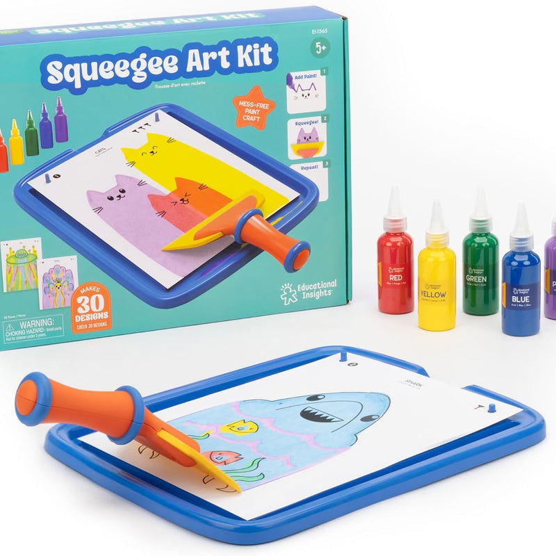 Educational Insights Squeegee Art Kit - DIY Crafts for Kids Ages 4-8, Squeegee Painting Kit for Kids, Arts and Crafts Projects, Mess Free Art Activities, Fun Craft Kits, Paint Supplies Included