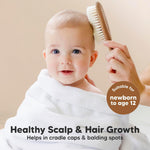 Wooden Baby Hair Brush Set for Newborns, Toddler Comb (Dark Walnut, Regular) | Soft Goat Bristle, Baby Brush and Comb Set, Infant Grooming Kit, Cradle Cap Care, Durable & Gentle, Boy, Girl Bath Essential