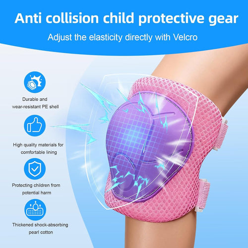 Knee Pads for Kids with Elbow Pads and Wrist Guards Set, Toddler 3-10 Years Protective Gear for Girls Boys Skating Cycling Bike Rollerblading Scooter