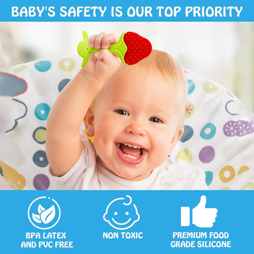 Tinabless Infant Teething Keys Set, BPA-Free and Organic, 5-Piece Silicone Baby Teether