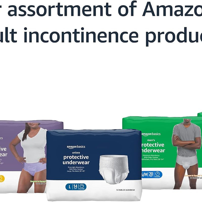 Amazon Basics Maximum Absorbency Incontinence Underwear for Men with Leak Protection and Odor Control, Disposable, Small/Medium, 60 Count (3 Packs of 20)