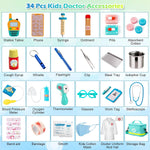 Doctor Kit for Kids, 34 Pcs Pretend Playset for Toddlers, Doctor kit for Toddlers 3-5, with Medical Bag, Stethoscope and Other Accessories, for Boys and Girls Fun Role Playing Game