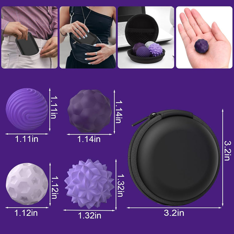 BUSOHA Silicone Fidget Balls - 4 Pack Fidget Toys Adults Sensory Toys Stress Balls for Adults Teens Gifts for Calming,Autism and ADHD Office