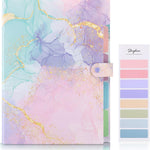 SKYDUE Expanding File Folder with 5 Pockets, Cute Accordion File Organizer, Letter Size Filing Folder, Letter Size Folders for Documents, School Office Supplies Marble Pink