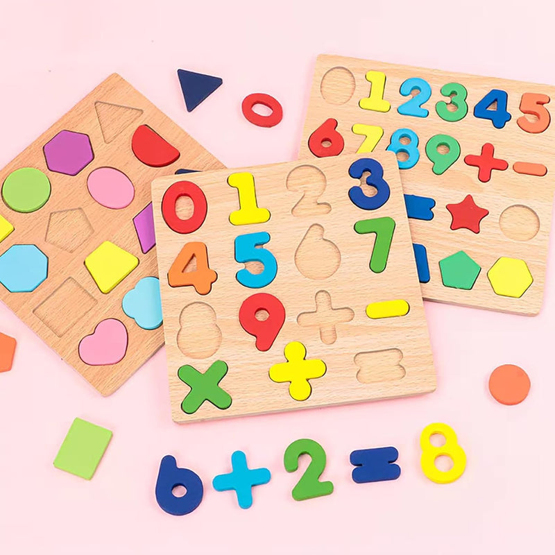 3-Pack Wooden Alphabet Shape Puzzles for Toddlers 3 Years Old Boys & Girls