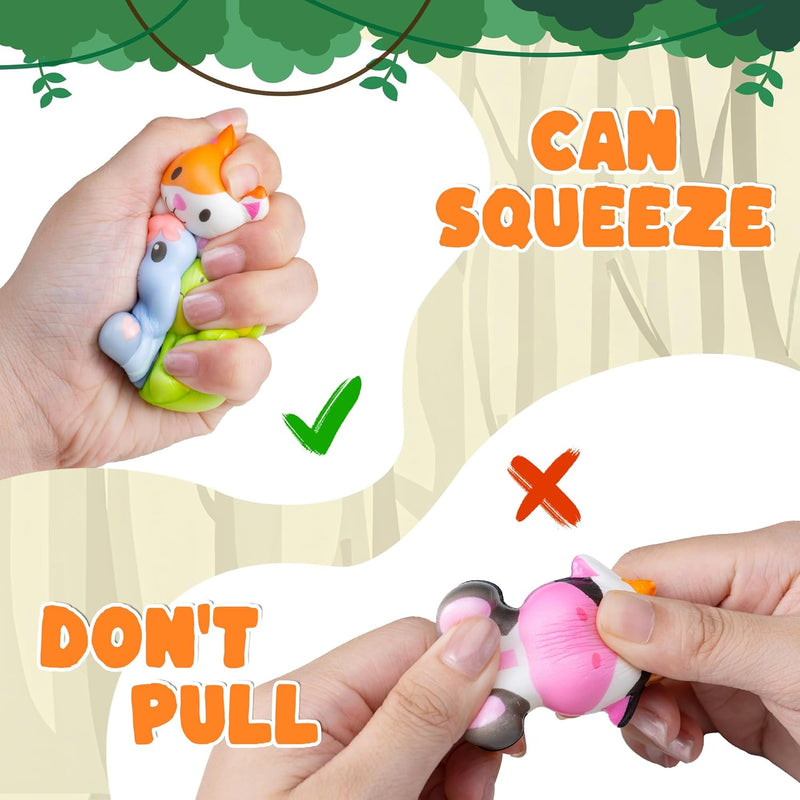 DMIGHT 24PCS Safari Animal Squishy Toys for Kids' Parties, Classroom Rewards, and Goodie Bags