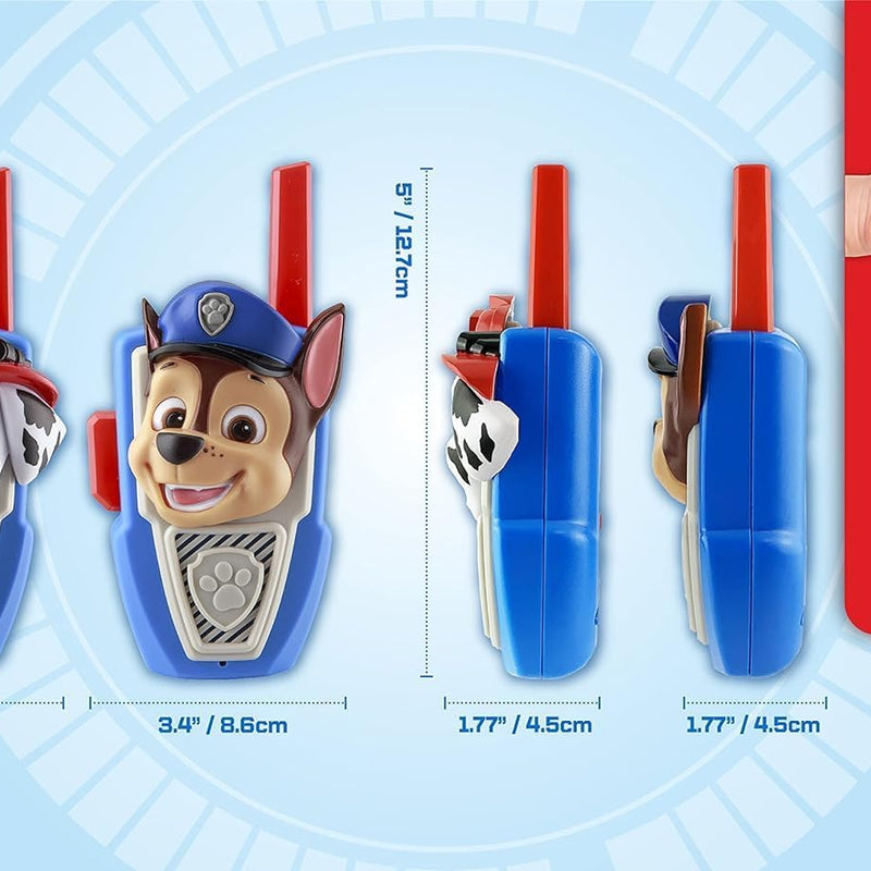 Ekids Paw Patrol static-free extended range walkie talkies for kids indoor and outdoor use, Chase Marshall