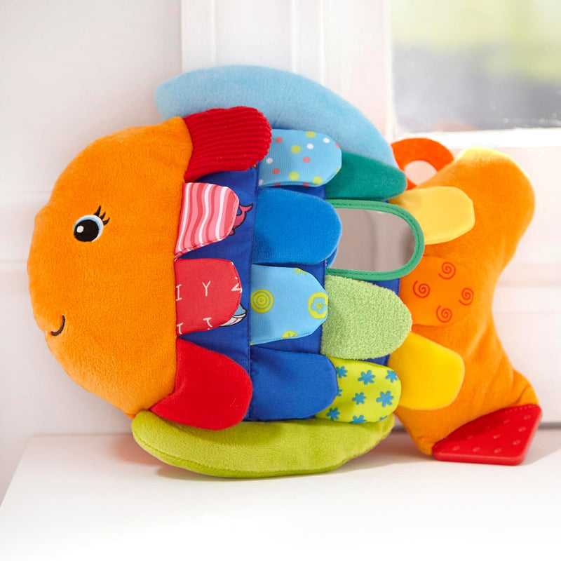 Melissa & Doug K's Kids Flip Fish Stuffed Animal and Baby Mirror for Tummy Time and Sensory Play, Soft and Safe for Infants 0-9 Months