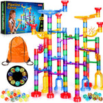Meland Marble Run - 132Pcs Building Toy for Kids with Glow-in-the-Dark Marbles and STEM Learning, Ages 3-9+