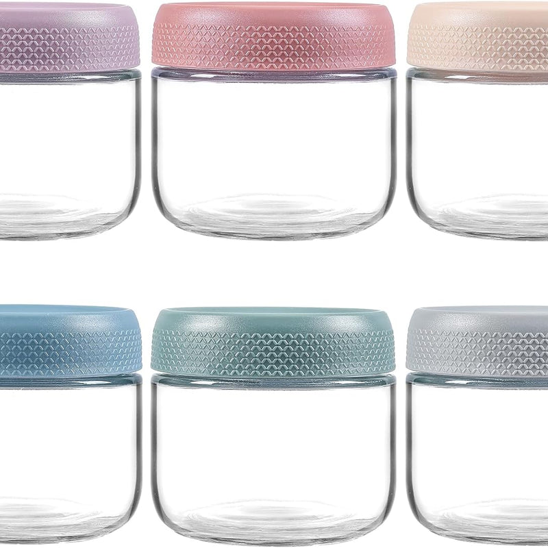 NETANY 6 Pack 4 oz Glass Baby jars with Airtight Lids, Glass Baby Food Storage Containers,Overnight Oats Containers with Lids | Microwave, Dishwasher & Freezer Safe | Includes 10 Labels
