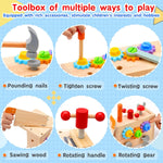 Mgtfbg Kids 29-Piece Wooden Tool Set with Montessori STEM Educational Pretend Play Construction Toys