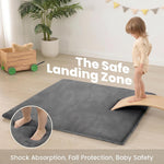 Huloo Sleep Baby Play Mat for Floor,1.3" Thick Elasti-Foam 50"×50" Playpen Mat for Tummy Time,Non-Toxic Certified Water Repellent Soft Coral Velvet for Toddler,Infant,Kids,Non-Slip Backing Safe for Crawling(Dark Grey)
