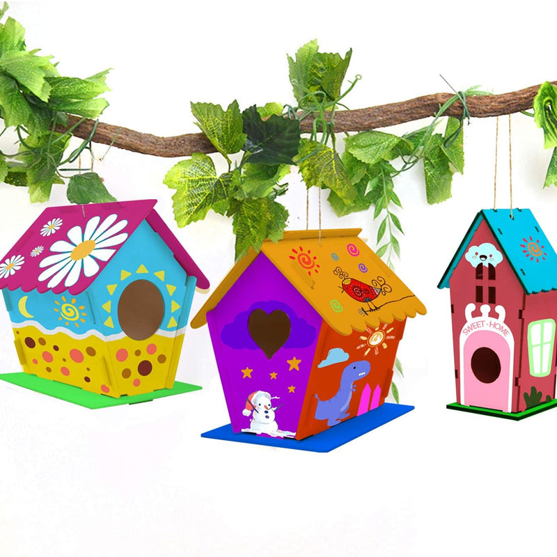 hapray 4 Pack Bird House Craft Kit, DIY Birdhouse for Kids to Build & Paint