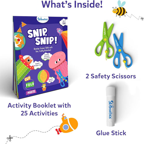 Skillmatics scissor skills activity book, 25 cutting activities for preschoolers, felt craft kit for kids aged 3-7
