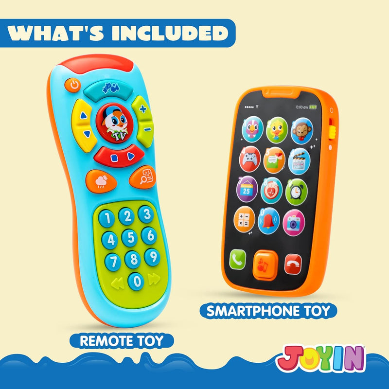 JOYIN Baby Learning Phone and Remote Toy for Toddler, Fun Smartphone Toys with Music for Infants, Boys or Girls, Holiday Stocking Stuffers, Kids Birthday Gift