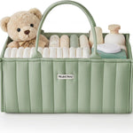 Blissful Diary Baby Diaper Caddy Organizer, Stylish Storage Basket for Newborn Essentials and Diaper Station, Gift for Baby Shower and Registry Must-Have, Sage Green