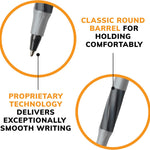 BIC Round Stic Grip Xtra Comfort Black Ballpoint Pens, Medium Point (1.2mm), 36-Count Pack, Perfect Writing Pens With Soft Grip for Superb Comfort and Control