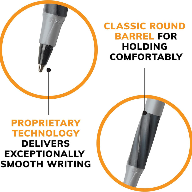 BIC Round Stic Grip Xtra Comfort Black Ballpoint Pens, Medium Point (1.2mm), 36-Count Pack, Perfect Writing Pens With Soft Grip for Superb Comfort and Control