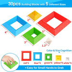 Hieoby Montessori Toys for Toddlers Boys Girls Preschool Learning Activities 30Pcs Building Blocks Stacking Educational Toys STEM Toddler Manipulatives Birthday Gifts Toddler Toys for 3 4 Year Old