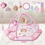 8-in-1 Baby Gym Play Mat with 6 Toys for Visual, Hearing, Sensory, Motor Development