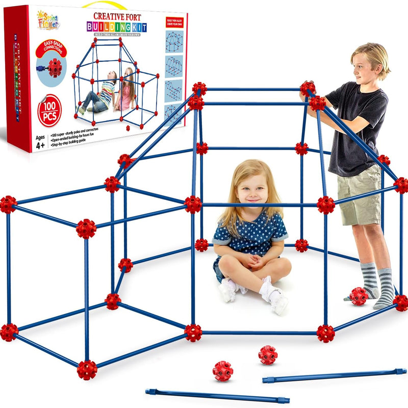 Original fort building kit for kids, STEM construction toys, 140 pieces, creative set for indoor and outdoor activities