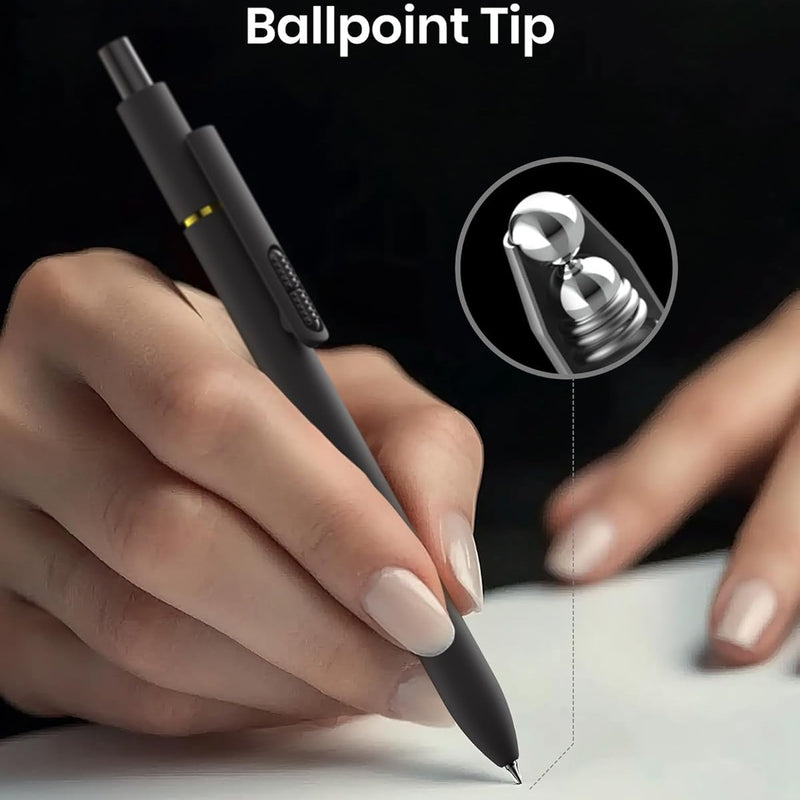 Hiacry 8 Pcs Gel Pens - 0.7mm Fine Point Smooth Writing Black Ink, Quick-Dry Long Lasting Fidget Pens, School & Office Supplies for Men Women（Classic-Black Ink）