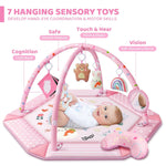 8-in-1 Baby Gym Play Mat with 6 Toys for Visual, Hearing, Sensory, Motor Development