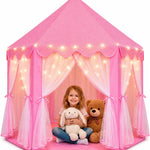 Orian Princess Tent for Kids, Toddler & Kids Pink Play Tent Indoor & Outdoor Princess Castle Fort for Girls and Toddlers Ages 2-7, 55”x53”, LED Star Lights, Children’s Toys and Gifts for Girls