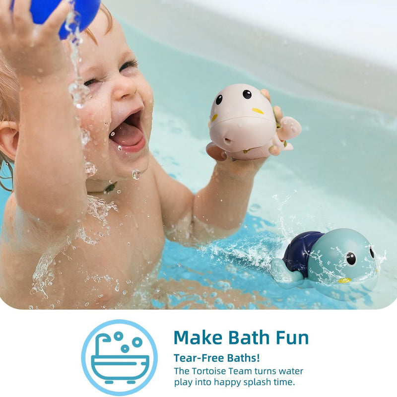 LiKee Bath Toys 3 Pack with 3 Colors | Cute Swimming Turtles Wind Up Toys for Baby Toddlers 1+ Years Old | Floating Bath & Pool Toys for Kids Age 1-3-5 | Baby Shower & Birthday Gift (Boys Girls)