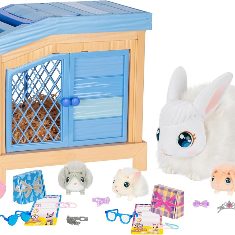 Little Live Pets Bunny Mini Interactive Live Pet Toy Set for Girls Ages 3+, 20+ Sounds, 3 Surprise Babies